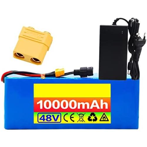 Jieoto 48V 10Ah 10S 4P Electric Bike Lithium Battery Pack Rechargeable Li-ion Battery Fit for Electric Scooter Electric Motorcycles Mopeds with 54.6V Charger