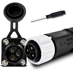 3 Pin 50 Amp Trolling Motor Plug Receptacle Set,Safe Marine Boat DC Power Connector,Waterproof Connector for Motor,Waterproof Plug Receptical for Trolling Motor/Down Rigger/Fishing Reel (White)
