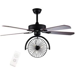 Retro Industrial Ceiling Fan Light 3-Lights E26 Fixture for Restaurant/Living Room/Bedroom Create Steampunk Era Style Chandelier (52 inch)