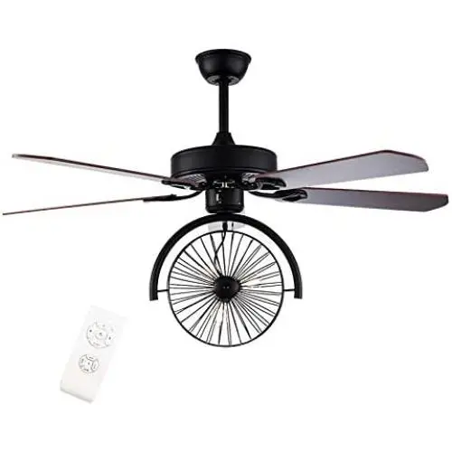 Retro Industrial Ceiling Fan Light 3-Lights E26 Fixture for Restaurant/Living Room/Bedroom Create Steampunk Era Style Chandelier (52 inch)