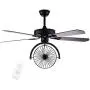 Retro Industrial Ceiling Fan Light 3-Lights E26 Fixture for Restaurant/Living Room/Bedroom Create Steampunk Era Style Chandelier (52 inch)