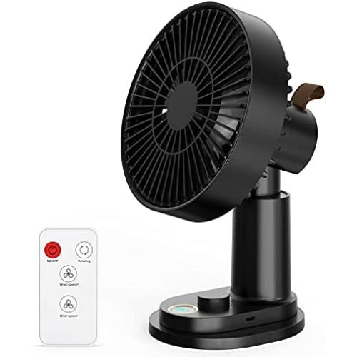Small Desk Fan, Portable Rechargeable Clip on Fan with Remote Control, Oscillating USB Battery Operated Stroller Fan 6 Inch 4000mAh Cooling Personal Fan 19 Speeds Strong Airflow Ideal for Bedroom Outdoor Camping Travel Home Office (Black)