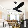 Black Ceiling Fan, Outdoor Ceiling Fan with Remote Control, 3 Blade Ceiling Fan No Light, 6 Speed Reversible DC Motor, For Patios Living Room Bedroom Farmhouse (60 inch ceiling fan black)