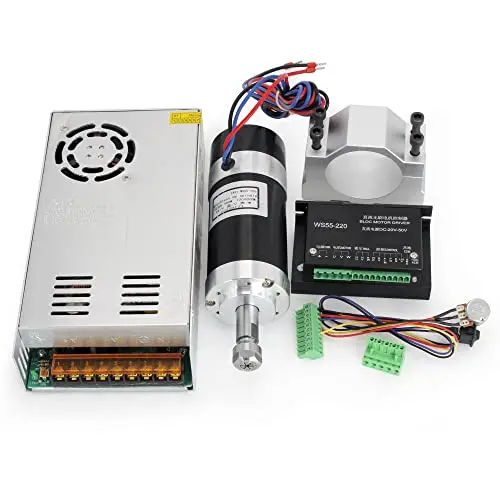 RATTMMOTOR 500W Brushless Spindle Motor Kit, 500W 48VDC Brushless Spindle Motor ER11 12000RPM+BLDC Motor Driver Controller+DC Switching Power Supply+55mm Spindle Mount Clamp for CNC Router Machine
