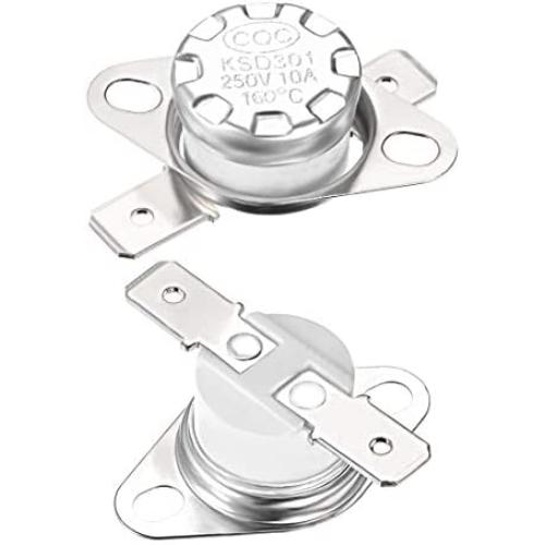 uxcell KSD301 Thermostat 160°C/320°F 10A Normally Closed N.C Adjust Snap Disc Temperature Switch for Microwave,Oven,Coffee Maker 2pcs