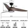 Vent de plafond moderne noir 52 pouces, intérieur/extérieur, avec lumière LED dimmable télécommandée, moteur DC silencieux inversible, idéal pour ferme, salon, chambre, cuisine. Vent de plafond moderne noir 52 pouces, intérieur/extérieur, avec lumière LED dimmable télécommandée, moteur DC silencieux inversible, idéal pour ferme, salon, chambre, cuisine.