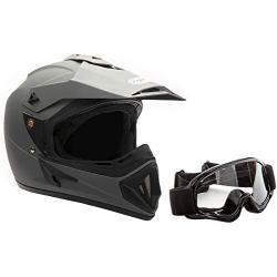 MMG Adult Motorcycle Off Road Helmet DOT - MX ATV Dirt Bike Motocross UTV - with Goggles