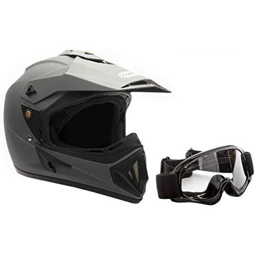 MMG Adult Motorcycle Off Road Helmet DOT - MX ATV Dirt Bike Motocross UTV - with Goggles