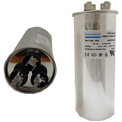 EverGrow 50+7.5uF MFD Motor Dual Run Capacitor for Amana HEIL Bryant Air Conditioner UL