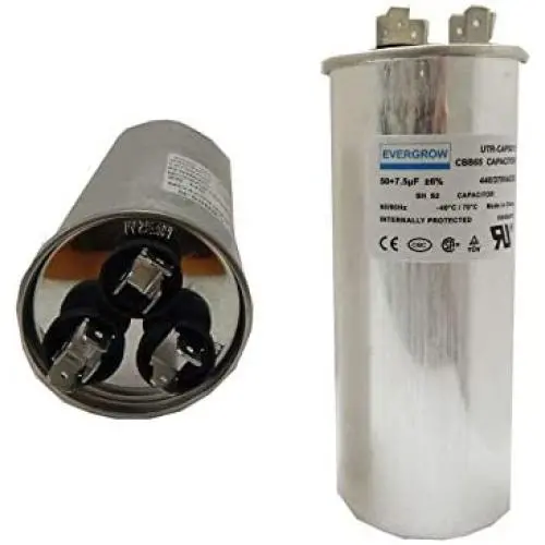 EverGrow 50+7.5uF MFD Motor Dual Run Capacitor for Amana HEIL Bryant Air Conditioner UL