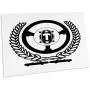 3dRose Laurel Wreath, Steering Wheel, Two Motor Cars. Gorgeous. - Desk Pad Place Mats (dpd-297432-1)