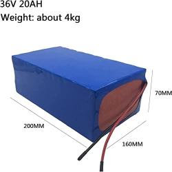 WOGQX Lithium Ion Electric Scooter Battery 36V 20Ah E-Bike Lithium Battery Pack Built in BMS Protection Board Waterproof PVC Battery with Charger for E-Bike 100W 200W 350W 500W Motor