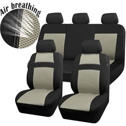 CAR PASS Rainbow Universal Fit 3D Air Mesh Car Seat Cover with 5mm Composite Sponge Inside,Airbag Compatible (Black Beige)