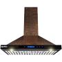 AKDY Wall Mount Range Hood - Embossed Copper Hood Fan for Kitchen - 4-Speed Professional Quiet Motor - Premium Touch Control Panel - Elegant Vine Design - Dishwasher Safe Baffle Filters (30 in.)