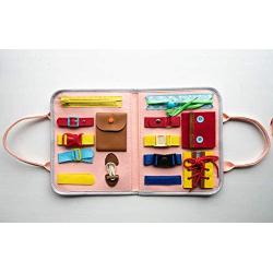 Birch Valley Busy Board Montessori Toys for Toddlers Sensory Toys Autism Toys Toddler Activity Board- Educational Learning Toys (Pink) with zippable Pocket