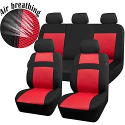 CAR PASS Rainbow Universal Fit 3D Air Mesh Car Seat Cover with 5mm Composite Sponge Inside,Airbag Compatible (Black Red)
