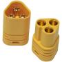 Hobbysky 10 Pairs MT60 Male Female Motor Plug Connector 3.5mm 3-Pole Bullet Connectors Plug Set for RC ESC to Motor with Housing for RC Lipo Battery (10 Pairs)
