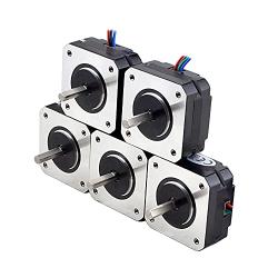 STEPPERONLINE 5 PCS Nema 17 Stepper Motor Bipolar 1.8deg 16Ncm (22.6oz.in) 1A 42x42x20mm 4 Wires for Exturder 3D Printer CNC DIY