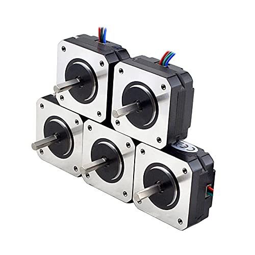 STEPPERONLINE 5 PCS Nema 17 Stepper Motor Bipolar 1.8deg 16Ncm (22.6oz.in) 1A 42x42x20mm 4 Wires for Exturder 3D Printer CNC DIY