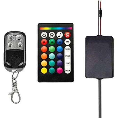 HYBKLER Dual Remote RGB Music Controller kit for Motorcycle led Accent Strip Light kit
