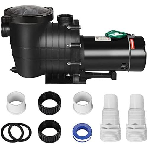 Anbull 1.5HP 6480GPH Pool Pump, Powerful Self Priming Dual Voltage in/Above Ground Swimming Pool Pump with Strainer Basket (1100W/60HZ)