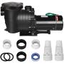 Anbull 1.5HP 6480GPH Pool Pump, Powerful Self Priming Dual Voltage in/Above Ground Swimming Pool Pump with Strainer Basket (1100W/60HZ)