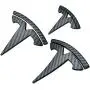 YHCDSEA Model Y Steering Wheel/Front Trunk/Rear Trunk Logo Sticker Cover Emblem Badge Decals 3PCS/Set for Tesla Model Y Accessories (Matt Carbon Fiber Pattern)