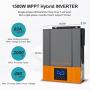 PowMr 1500W Solar Inverter 12V to 230V, Pure Sine Wave Power Inverter Bulit in 80A MPPT Controller, Max.PV 2000W 450V Input, fit for 12V Lead-Acid/Lithium Battery