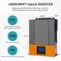 PowMr 1500W Solar Inverter 12V to 230V, Pure Sine Wave Power Inverter Bulit in 80A MPPT Controller, Max.PV 2000W 450V Input, fit for 12V Lead-Acid/Lithium Battery