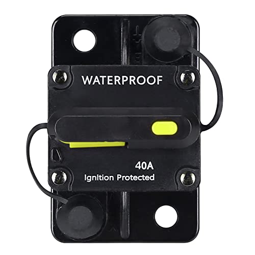 40 Amp Circuit Breaker,with Manual Reset,12V-48V DC, for Car Marine Trolling Motors Boat ATV Manual Power Protect and Automotive Marine Boat Audio System Protection