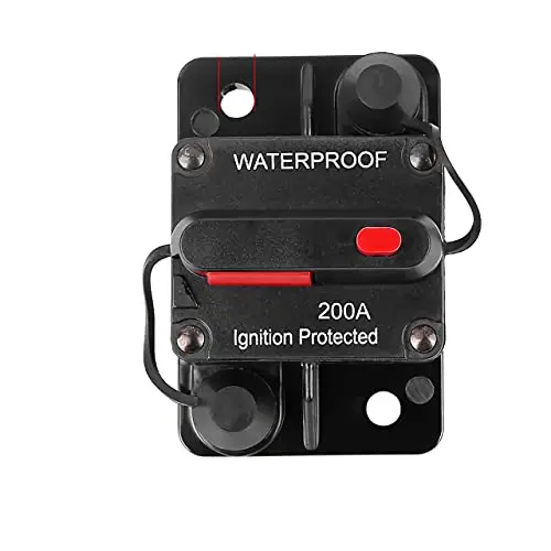Disjoncteur 200A, 12V-48V DC, Disjoncteur 200A à Réinitialisation Manuelle pour Systèmes de Moteurs d'Impulsion, Caravanes, Bateaux, Véhicules Marins, Résistant à l'Eau (200A) Disjoncteur 200A, 12V-48V DC, Disjoncteur 200A à Réinitialisation Manuelle pour Systèmes de Moteurs d'Impulsion, Caravanes, Bateaux, Véhicules Marins, Résistant à l'Eau (200A)