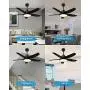 KAPOEFAN 46 Black Ceiling Fan with Lights and Remote, Flush Mount Ceiling Fan with Lights, Modern Ceiling Fan with Noiseless Reversible DC Motor - Adjustable Color Temperature - 6 Speeds -Timing Function for Indoor and Outdoor