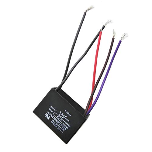 LONYE 5 Wire Ceiling Fan Capacitor Replacement for New Tech CBB61 250VAC 50/60 Hz 4.5 + 5 + 6μf