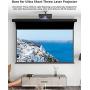 VIVIDSTORM-Projection Screens,Rotate/Spin ALR UST Motor Tension Screen,Electric Tab-tensioned Drop Down Screen,16: 9 Home Theatre System Compatible with UST Laser TV Projector,VBMSLUST84HA