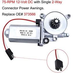373566 RV Power Awning Replacement Universal Motor 75-RPM 12-Volt DC with Single 2-Way Connector Power Awnings Compatible with Solera Power Awnings