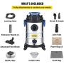 Extracteur de poussière VEVOR, 8 Gallons Filtre HEPA Sec & Humide, Nettoyage Automatique de la Poussière, Moteur Puissant 1200W, Aspart Collecteur Robuste avec Accessoires