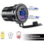 PD Type C USB Car Charger Socket and QC 3.0 Quick Charger Car Power Outlet Socket with ON/Off Switch and LED Voltmeter Waterproof 12V/24V for Motorcycle Marine RV ATV