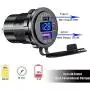 PD Type C USB Car Charger Socket and QC 3.0 Quick Charger Car Power Outlet Socket with ON/Off Switch and LED Voltmeter Waterproof 12V/24V for Motorcycle Marine RV ATV