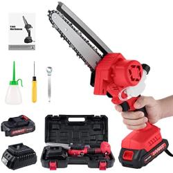 Mini Chainsaw Cordless 6 Inch, Electric Chainsaw Kit Battery Powered with Brushless Motor, Auto Add Oil, One-Hand Use Portable Chain saw, Handheld Small Chainsaw for Tree Trimming Wood Cutting