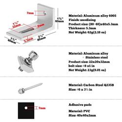 10 Pcs Solar Panel Mounting L Bracket, Aluminum Alloy 6005 Support Hardware, Thickness 5.3mm Heavy Duty for RV Boat Off Grid Roof, Solar Panel Motor Home Roof