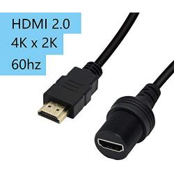 CERRXIAN 30cm HDMI 2.0 4K x 2K 60Hz Male to Female Car Mount Dash Flush Mount Extension Cable for Car, Boat, Motorcycle, Truck Dashboard(HDMI)