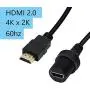 CERRXIAN 30cm HDMI 2.0 4K x 2K 60Hz Male to Female Car Mount Dash Flush Mount Extension Cable for Car, Boat, Motorcycle, Truck Dashboard(HDMI)