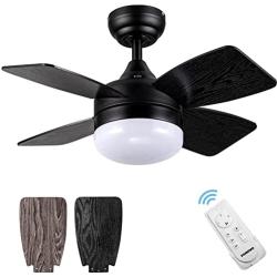 Ceiling Fans with Lights, 30 Inch, Modern Ceiling fan Timing, Dimmable Light, 4 Blades, Reversible Motors, Black Ceiling Fan with Light for Farmhouse, Living Room, Bedroom, Garage, Restaurant