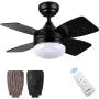 Ceiling Fans with Lights, 30 Inch, Modern Ceiling fan Timing, Dimmable Light, 4 Blades, Reversible Motors, Black Ceiling Fan with Light for Farmhouse, Living Room, Bedroom, Garage, Restaurant