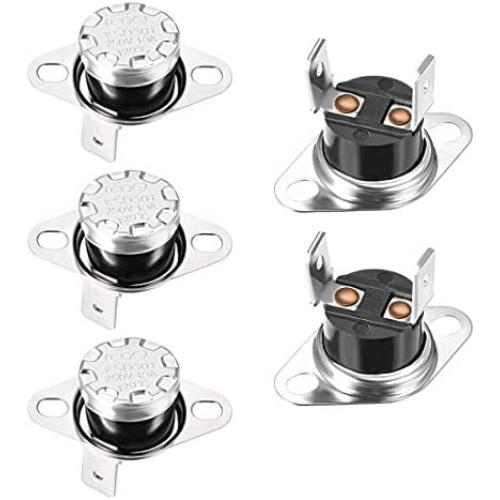 uxcell KSD301 Thermostat 120°C/248°F 10A Normally Closed N.C Adjust Snap Disc Temperature Switch for Microwave Oven Coffee Maker 5pcs