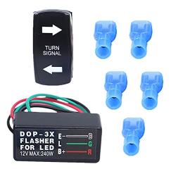 Universal ATV UTV Turn Signal Rocker Switch Kit,with Flasher Green LED On/Off/On Kit for RV Off-Road Pickup Tractor Boat Motorcycle 4Pin IP67 Motor Internal Switch
