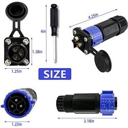 3 Pin 50 Amp Trolling Motor Plug Receptacle Set,Safe Marine Boat DC Power Connector,Waterproof Connector for Motor,Waterproof Plug Receptical for Trolling Motor/Down Rigger/Fishing Reel (blue)
