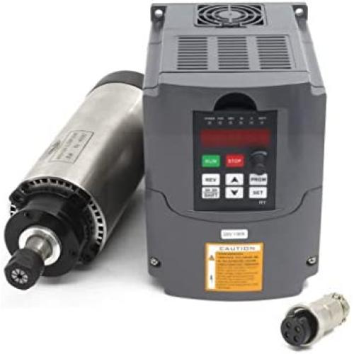 RATTMMOTOR CNC Spindle Motor Kit 1.5KW 220V Air Cooled Spindle Motor ER11 φ65mm 24000RPM 8A 400HZ+1.5KW 220V VFD Inverter Variable Frequency Drive Converter Controller for CNC Router Machine