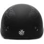 VCAN Cruiser Solid Flat Black Half Face Motorcycle Helmet with Drop-Down Sun Visor, Removable Peak and Quick Release Buckle (Scramble Line, Medium)