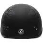 VCAN Cruiser Solid Flat Black Half Face Motorcycle Helmet with Drop-Down Sun Visor, Removable Peak and Quick Release Buckle (Scramble Line, Medium)
